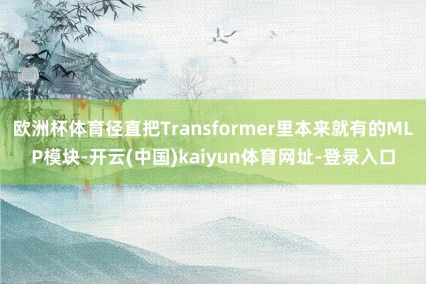 欧洲杯体育径直把Transformer里本来就有的MLP模块-开云(中国)kaiyun体育网址-登录入口