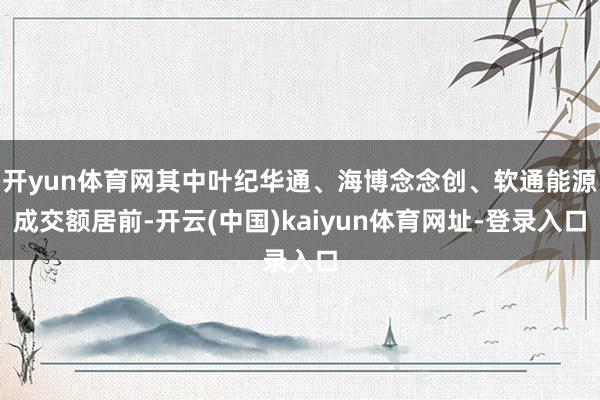 开yun体育网其中叶纪华通、海博念念创、软通能源成交额居前-开云(中国)kaiyun体育网址-登录入口
