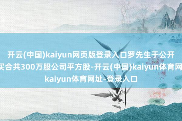 开云(中国)kaiyun网页版登录入口罗先生于公开市集交往购买合共300万股公司平方股-开云(中国)kaiyun体育网址-登录入口